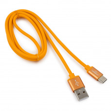 Кабель USB 2.0 A-->C,  1м Cablexpert <CC-S-USBC01O-1M> серия Silver, оранжевый