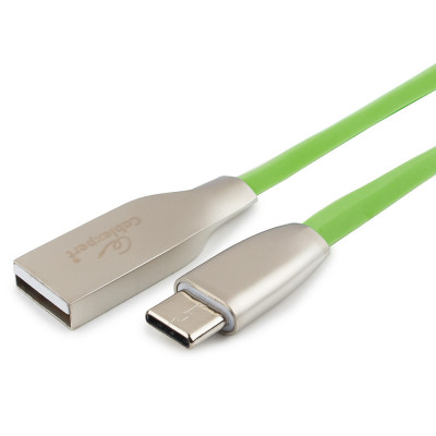 Кабель USB 2.0 A-->C,  1м Cablexpert <CC-G-USBC01Gn-1M>, серия Gold, зеленый