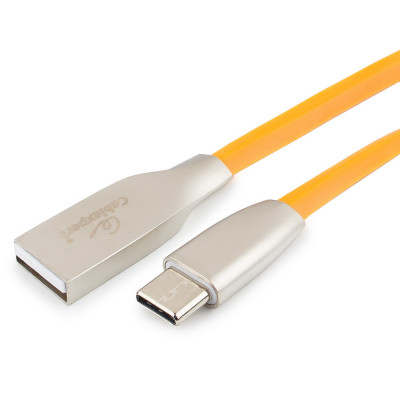 Кабель USB 2.0 A-->C,  1м Cablexpert <CC-G-USBC01O-1M>, серия Gold, оранжевый