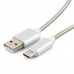 Кабель USB 2.0 A-->C,  1м Cablexpert <CC-G-USBC02S-1M>, серия Gold, серебро