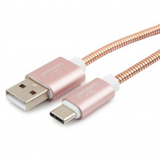Кабель USB 2.0 A-->C,  1м Cablexpert <CC-G-USBC02Cu-1M>, серия Gold, золото