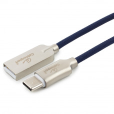 Кабель USB 2.0 A-->C,  1м Cablexpert <CC-P-USBC02Bl-1M>, серия Platinum, синий