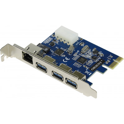 Концентратор USB 3.0 3 порта Orient <VA-3U3A88PE> + Gigabit Ethernet port (RJ45)