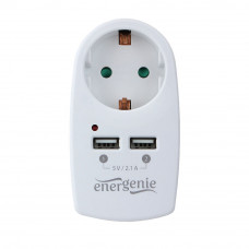 Фильтр-розетка <Energenie> <EG-ACU2-01-W> 10A с 2-мя USB. белая.