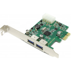 Контроллер PCI-E, USB3.0 Orient <NC-3U2PE>  2 port-ext, доп разъём питания