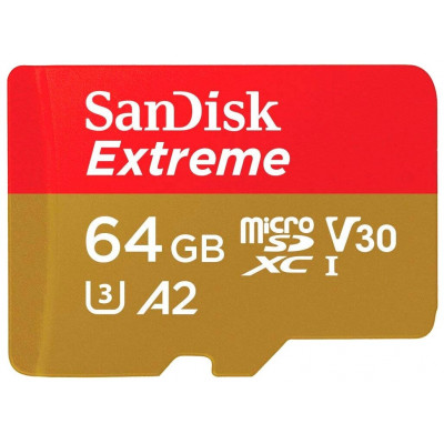 microSDXC 64 Gb cl10 SanDisk <SDSQXA2-064G-GN6MA> extreme 100 МБ/с + ad