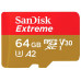 microSDXC 64 Gb cl10 SanDisk <SDSQXA2-064G-GN6MA> extreme 100 МБ/с + ad