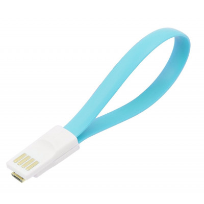 Переходник USB 2.0 A(m) --> microUSB(m) 20сm Espada <41489> магнитный, плоский (голубой)
