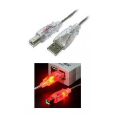 Кабель USB A-->B, 1.8m <L2> красные светящиеся разъемы