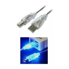 Кабель USB A-->B, 1.8m <L1> синие светящиеся разъемы