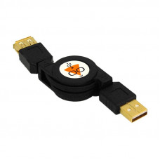 Кабель-рулетка Konoos удлинитель USB 2.0 AM/AF,75 cм, зол.разъемы, черный