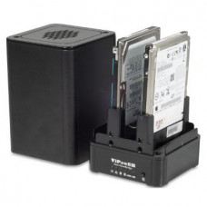 Flexi-Drive EXT VPA-25218RIL-0-E 2x2,5" SATA ViPowER USB2.0+SATA+eSATA, алюминий, черный