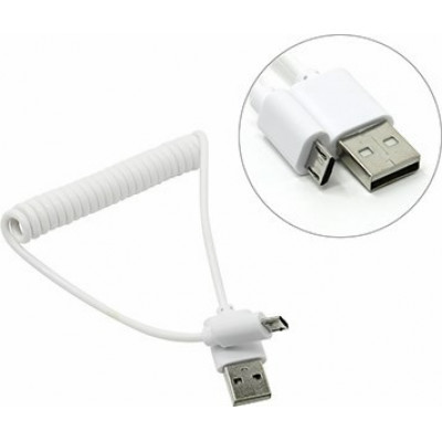 Кабель USB 2.0 A --> microB 5P  1м, спиральный