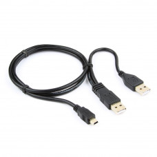 Кабель USB 2.0 A-->2xAM/miniBM 5P 0.9м проф. Gembird/Cablexpert <CCP-USB22-AM5P-3>