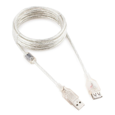 Кабель USB 2.0 удлинитель A,  3м Cablexpert <CCF-USB2-AMAF-TR-10> прозрачный