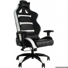 Кресло игровое CH-772/BLACK+WH две подушки белый/черный искусственная кожа (пластик черный
