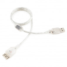 Кабель USB 2.0 удлинитель A,   0.75м Cablexpert CCF-USB2-AMAF-TR-0.75M прозрачный