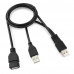Кабель USB 2.0 A-->2xAM, 0.9м проф. Cablexpert <CCP-USB22-AMAF-3> экран, черный