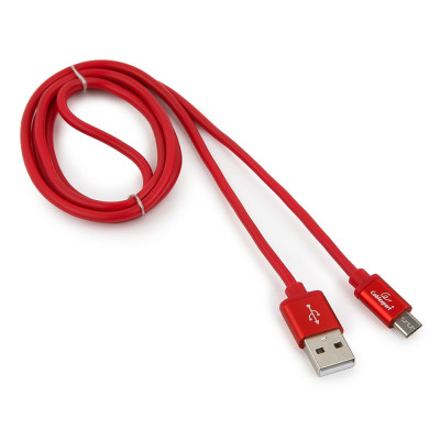 Кабель USB 2.0 A-->microB 5P  1м Cablexpert <CC-S-mUSB01R-1M> серия Silver, красный, блистер