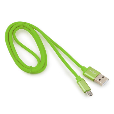 Кабель USB 2.0 A-->microB 5P  1м Cablexpert <CC-S-mUSB01Gn-1M> серия Silver, зеленый, блистер