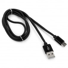 Кабель USB 2.0 A-->C,  1м Cablexpert <CC-S-USBC01Bk-1M>, серия Silver, черный
