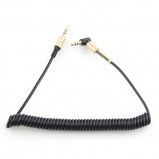 Кабель Audio MiniJack(m) - MiniJack(m)  1.8м Cablexpert <CCAB-02-35MMLC-1.8MB> 90° спиральн.,черный