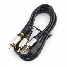 Кабель Audio MiniJack(m) - 2*RCA(m)   1м Cablexpert <CCAB-02-35M2RM-1MB> черный