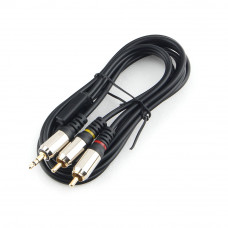 Кабель Audio MiniJack(m) - 2*RCA(m)  1.5м Cablexpert <CCAB-02-35M2RM-1.5MB> черный