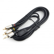 Кабель Audio MiniJack(m) - 2*RCA(m)  3м Cablexpert <CCAB-02-35M2RM-3MB> черный