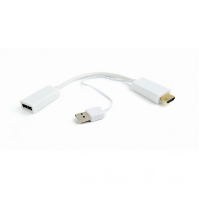Конвертер HDMI(m) --> DisplayPort(USBxHD20f) Cablexpert <DSC-HDMI-DP-W> белый