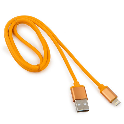 Кабель USB 2.0 A(m) --> Lightning  1м Cablexpert <CC-S-APUSB01O-1M> серия Silver, оранжевый