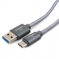 Кабель USB 3.0 A-->C,  1м Cablexpert <CC-P-USBC03Gy-1M>, серия Platinum, титан