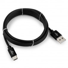 Кабель USB 2.0 A-->C, 1.8м Cablexpert <CC-S-USBC01Bk-1.8M>, серия Silver, черный