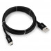 Кабель USB 2.0 A-->C, 1.8м Cablexpert <CC-S-USBC01Bk-1.8M>, серия Silver, черный