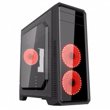 Корпус GameMax G561-F Red без БП, MidiTower, ATX Black, Red Led