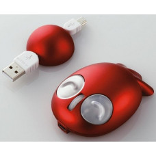 Мышь Elecom M-GFURRD(7933) Рыбка "POI", Детская, Красная, 800Dpi., проводная, Провод-Рулетка , USB