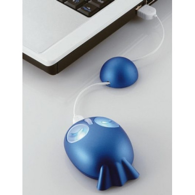 Мышь Elecom M-GFURBU(7940) Рыбка "POI", Детская, Синяя, 800Dpi., проводная, Провод-Рулетка , USB