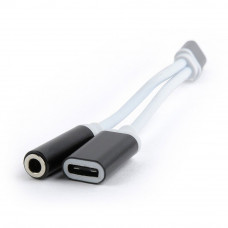 Переходник USB Type C ==> 3,5mm F+Type-C F, Cablexpert CCA-UC3.5F-02 черный