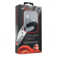 Кабель USB 3.0 A-->C, 1.8м Cablexpert <CC-P-USBC03Bk-1.8M>, серия Platinum, черный