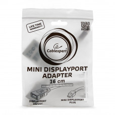 Переходник miniDisplayPort(m) -->  DisplayPort(f) Cablexpert A-mDPM-DPF-001-W, 20M/20F, длина 16см