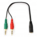 Кабель Audio MiniJack(f) - 2*MiniJack(m) Cablexpert <CCA-418> науш. + микр. --> 4 pin черн.