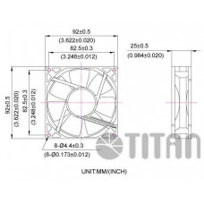 Вентилятор в корпус 92*92*25 Titan <TFD-9225L12Z> 3pin
