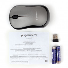 Мышь Gembird MUSW-260, беспр., опт., 2.4ГГц, серый, 3 кнопки,1000DPI