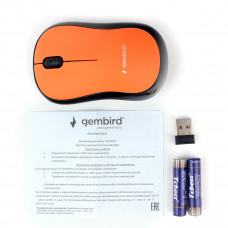 Мышь Gembird MUSW-275, беспр., опт., 2.4ГГц, оранжевый, 3 кнопки,1000DPI