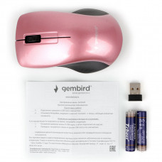 Мышь Gembird MUSW-370, беспр., опт., 2.4ГГц, розовый, 3 кнопки,1000DPI