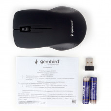 Мышь Gembird MUSW-380, беспр., опт., 2.4ГГц, черный, soft touch, 3 кнопки,1000DPI