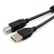 Кабель USB 2.0 A-->B, 1.8м проф. Cablexpert <CCF2-USB2-AMBM-6> фер.кольц., поз.конт., черный