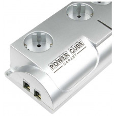 Сетевой фильтр PowerCube Garant 1.8м 5+1 <SIS-2> телефонная защита, серебро
