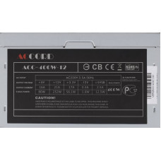 Блок питания ATX  400W Accord ACC-400W-12 (20+4pin) 4*SATA I/O switch