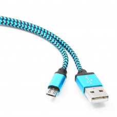 Кабель USB 2.0 A-->microB 5P  1м Cablexpert <CC-mUSB2bl1m> оплетка, алюминиевые разъемы, синий